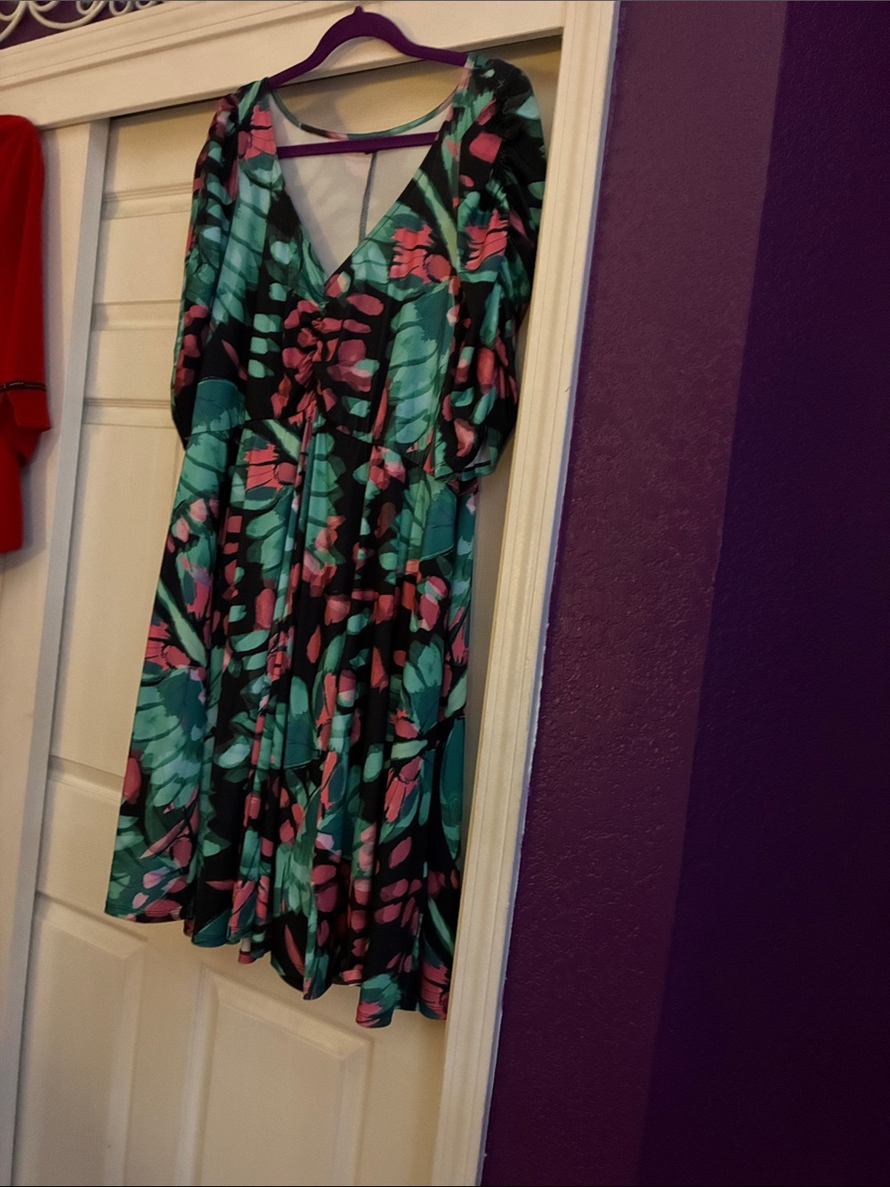 torrid Black Floral Midi Dress with Teal and Pink Print